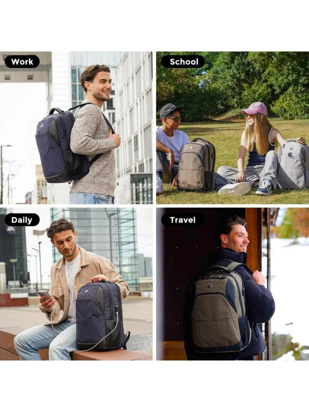 Stylish 16-Inch Laptop Backpack for Men & Women | Travel & Work Ready Design